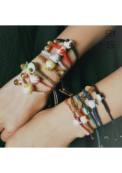 Yeni Renk Basit Sevimli Seramik Şanslı Kedi Yıldız Bilezik El Dokuması Kırmızı Renkler Halat Bileklik Kadınlar Için Genç Kız Takısı Hediye (Yurt Dışından) indirimleri