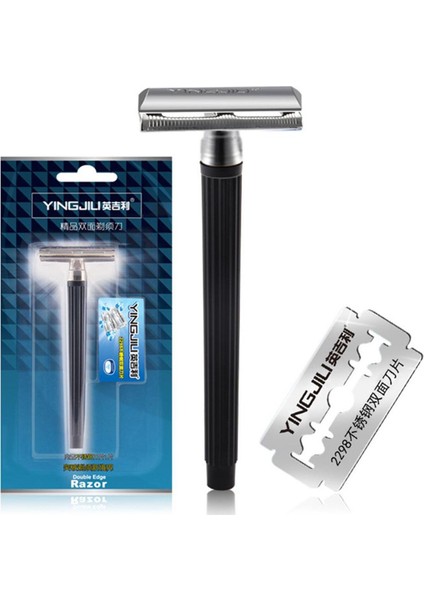 Uni Çift Kenarlı Jilet Islak Tıraş Klasik Paslanmaz Seyahat Metal Çelik Saplı Güvenlik Tıraş Makinesi Yüz Jiletli Bıçak (Yurt Dışından)