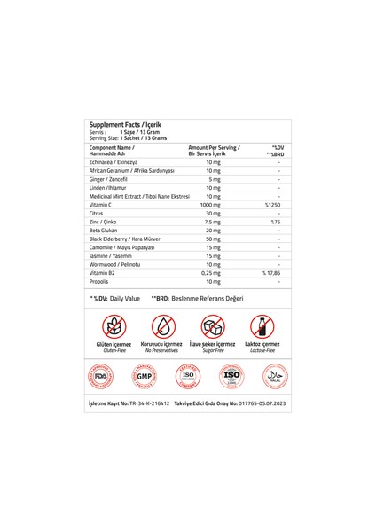 Hot Herbal Complex, Vitamin C 1000 Mg Karamürver 50 Mg + Propolis 10 Mg 13Gr 12 Sachet modelleri