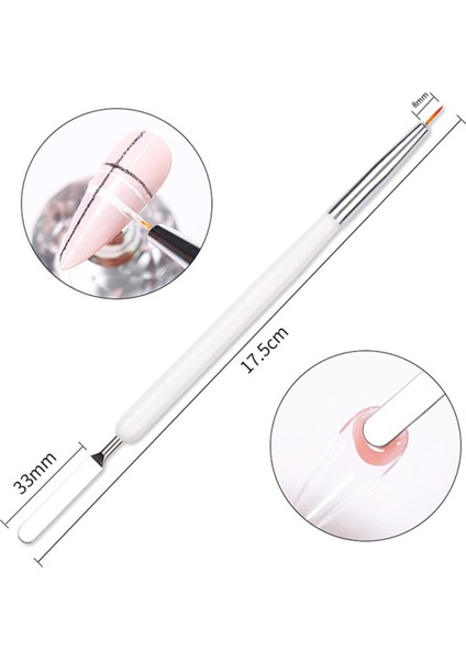 Çift Uçlu Tırnak Jel Fırçası Uv Jel Oluşturucu Spatula ve Fırça Tırnak Resim Fırçası Araçları (Yurt Dışından)