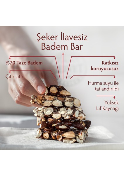 Şeker İlavesiz Badem Krokan Bar 120 gr (6 x 20 gr)