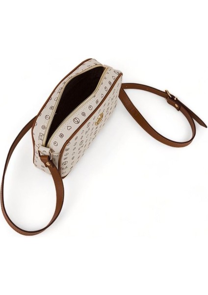 Monogram Bej/taba Kadın Çapraz Askılı Çanta Nv 1002-MN