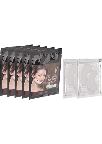 Hao Kan 5 Adet V Hattı Kaldırma Maskesi 2 Çift Göz Sıkılaştırıcı Soğuk Çene Düşürücü (Yurt Dışından)