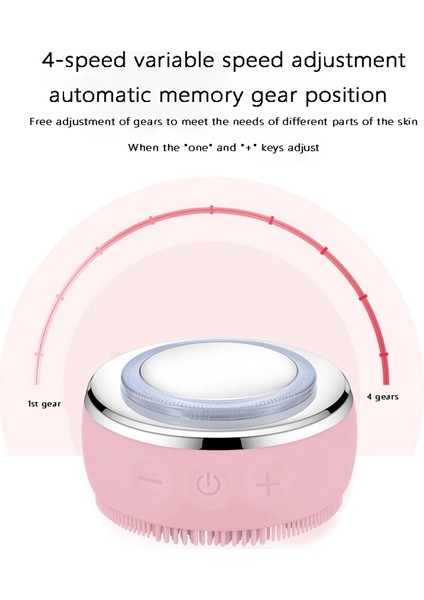 Ems Microcurrent LED Işık Terapisi Silikon Masaj Fırçası Pembe (Yurt Dışından)