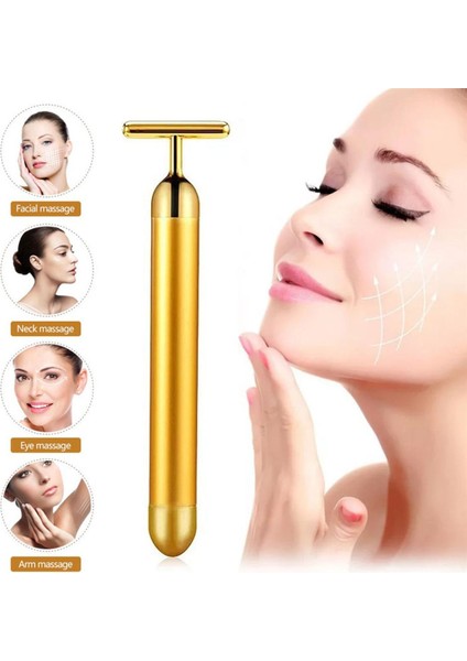 Enerji 24 K Altın T Güzellik Bar Yüz Masajı Masaj T Şeklinde Enerji Güzellik Çubuğu Darbe Sıkılaştırıcı Yüz Masajı Kaldırma Aracı (Yurt Dışından)