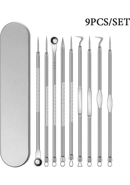 Adet Paslanmaz Akne Iğnesi Siyah Nokta ve Sivilce Sökücü Yüz Bakımı Komedon Çıkarıcı Noktası Temiz Siyah Kafa Sökücü Aracı SETLERI9PCS(9PCS） (Yurt Dışından)
