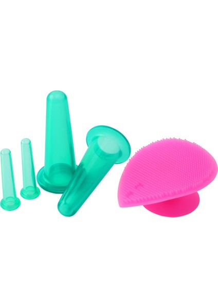 Adet Silikon Yüz Göz Çukurluğu Kavanoz Temizleme Fırçası ile Yüz Masaj Bardakları - Yeşil (Yurt Dışından) fiyatları