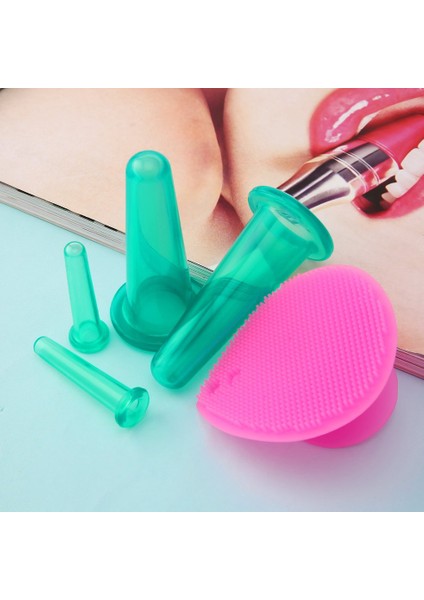 Adet Silikon Yüz Göz Çukurluğu Kavanoz Temizleme Fırçası ile Yüz Masaj Bardakları - Yeşil (Yurt Dışından) modelleri