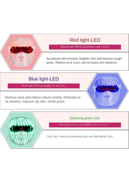 LED Renkli Maske Kırmızı ve Mavi Işık Güzellik Instent Maske Instent Yedi Renkli Güzellik Maskesi Spektrometre Cilt Güzelliği (Yurt Dışından)