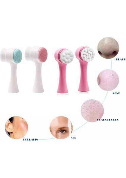 Çift Taraflı Silikon Yüz Temizleyici Yıkama Fırçası Yumuşak Hafif Fiber Yüz Temizleme Mavi Büyük Dalga Noktası (Yurt Dışından) indirimleri