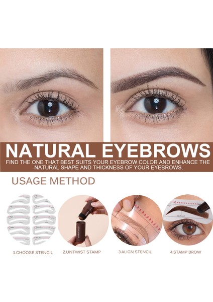 Kaş Damgası Şablon Seti 2'li Açık Kahverengi + Kahverengi Siyah Tek Adımlı Kaş Damgası Şekillendirme Seti (Yurt Dışından) modelleri