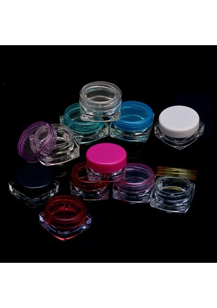 10 Adet Şeffaf Küçük Kare Şişe 5g Kozmetik Boş Kavanoz Pot Göz Farı Dudak Balsamı Yüz Kremi Numune Kabı (Yurt Dışından)