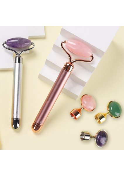 2 In 1 Elektrikli Doğal Gül Kuvars Yeşim Rulo Yüz Kaldırma Kristal Yeşim Taşı Yüz Rulo Güzellik Masaj Aracıgümüş-(Gümüş-) (Yurt Dışından) modelleri