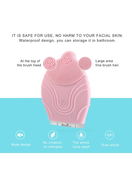 Kompakt Boyutlu USB Şarj Edilebilir Elektrikli 3D Yüz Temizleme Temizleyici Masaj Pembe (Yurt Dışından) modelleri