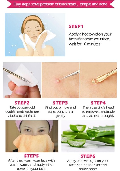 2020 Yeni Paslanmaz Çelik Sivilce Çıkarıcı Çıkarma Aracı Yüz Cilt Bakımı Siyah Nokta Sivilce Sökücü Komedon Özü Ance Iğne Seti (Yurt Dışından) fırsatları