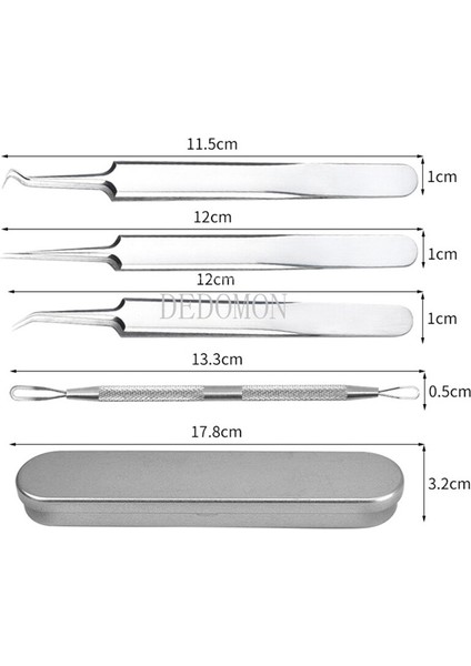 11/4 Adet Set Siyah Nokta Komedon Akne Sivilce Siyah Nokta Remover Aracı Kaşık Yüz Cilt Bakımı Aracı Iğneler Yüz Gözenek Temizleyici (Yurt Dışından)