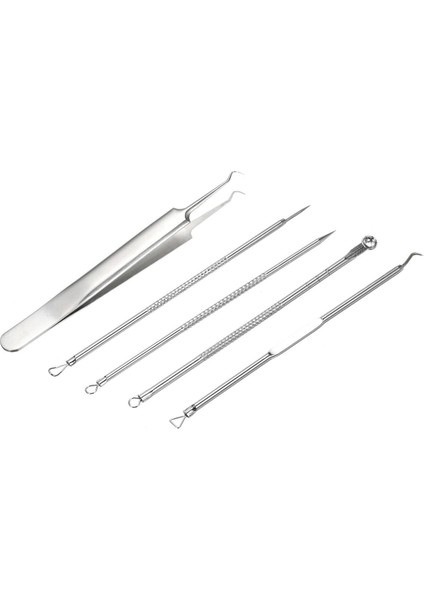 5 Adet Paslanmaz Çelik Akne Temizleme Kiti Siyah Nokta Remover Yüz Sivilce Komedon Iğne Yüz Cilt Bakımı Aracı (Yurt Dışından)