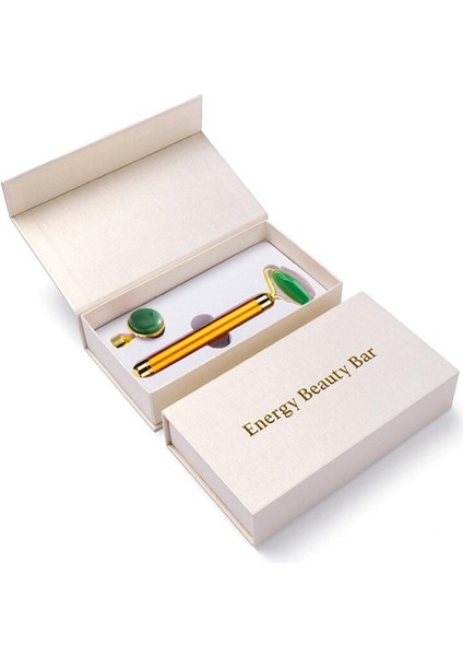 In 1 Elektrikli Doğal Gül Kuvars Yeşim Rulo Yüz Kaldırma Kristal Yeşim Taşı Yüz Rulo Güzellik Masaj Aletialtın (Altın) (Yurt Dışından)