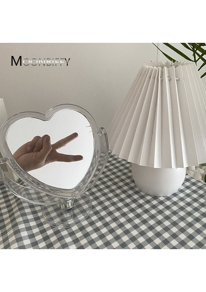 Adet Akrilik Çift Taraflı Makyaj Aynası Sevimli Kalp Şeklinde Kozmetik Ayna Şeffaf Taban Ev Yatak Odası Masaüstü Makyaj Aynası (Yurt Dışından) fiyatları