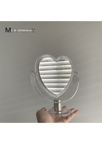 Adet Akrilik Çift Taraflı Makyaj Aynası Sevimli Kalp Şeklinde Kozmetik Ayna Şeffaf Taban Ev Yatak Odası Masaüstü Makyaj Aynası (Yurt Dışından) modelleri