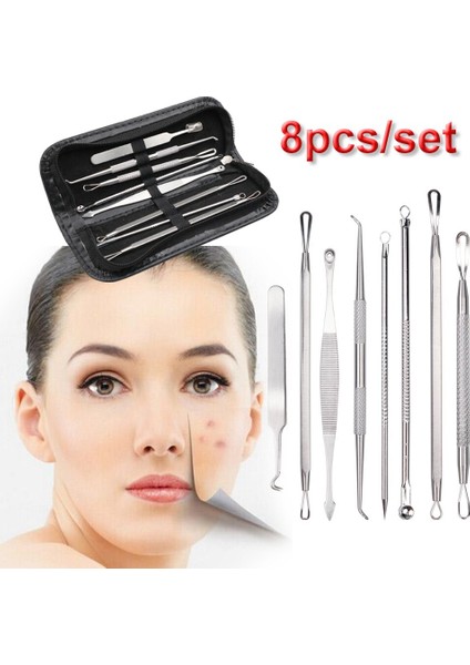 7/8pcs Siyah Nokta Akne Sökücü Kadın Güzellik Komedon Cilt Etiketi Leke Sivilce Sökücü Aracı Gözenek Temizleyici Iğneler Cilt Bakımı Aracıçanta ile 7 Adet (Çanta ile 7 Adet) (Yurt Dışından) modelleri