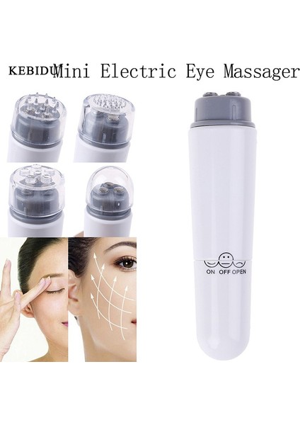 Kebidu Mini Elektrikli Göz Masaj Sopa Yüz Cilt Göz Bakım Kalemi 4 Değiştirilebilir Masaj Başlıkları ile (Yurt Dışından) fiyatları