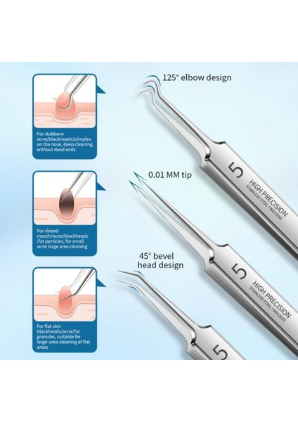 Takım Akne Iğne Seti Paslanmaz Çelik No. 5 Sivilce Klip 8 Siyah Nokta Kaldırma Güzellik Araçları Akne Iğne Seti Cilt Bakımı (Yurt Dışından) fiyatları