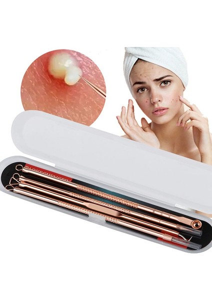 Merall 4 Adet/takım Siyah Nokta Komedon Akne Sivilce Siyah Nokta Remover Aracı Kaşık Yüz Cilt Bakımı Aracı Iğneler Yüz Gözenek Temizleyici (Yurt Dışından)