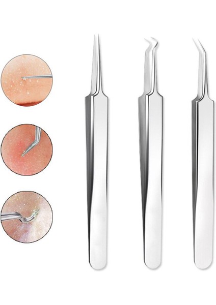 3 Adet/grup Akne Iğne Cımbız Siyah Nokta Leke Sivilce Kaldırma Sivri Viraj Gib Kafa Yüz Bakımı Araçları Comedone Akne Çıkarıcı (Yurt Dışından)