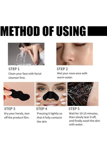 10 Adet Bambu Kömür Siyah Nokta Remover Maske Siyah Noktalar Noktalar Akne Tedavisi Maskesi Burun Etiket Temizleyici Gözenek Derin Temiz Şeritler (Yurt Dışından)