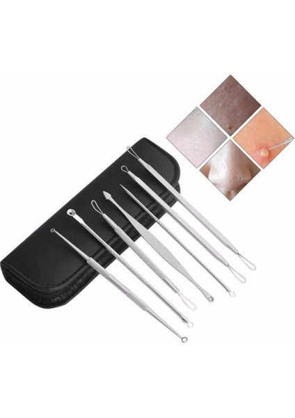 7 Adet/torba Siyah Nokta Remover Araç Seti Yüz Cilt Bakımı Araçları Nokta Komedon Akne Iğne Klipsi Sivilce Cımbız Leke Çıkarıcı + Çanta (Yurt Dışından) fiyatları