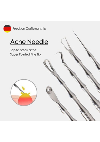 Siyah Nokta Remover Akne Aracı Sivilce Siyah Nokta Klip Cımbız Paslanmaz Çelik Leke Çıkarıcı Sökücü Iğne Aracı Kiti (Yurt Dışından)