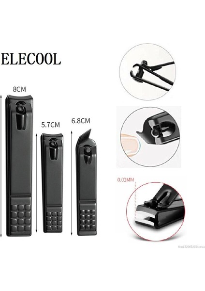 Elecool Siyah Eğim Şekli Paslanmaz Çelik Tırnak Makası Kesici Manikür Düzeltici Taşınabilir Tırnak Bakımı Aracı Parmak Ayak (Yurt Dışından)