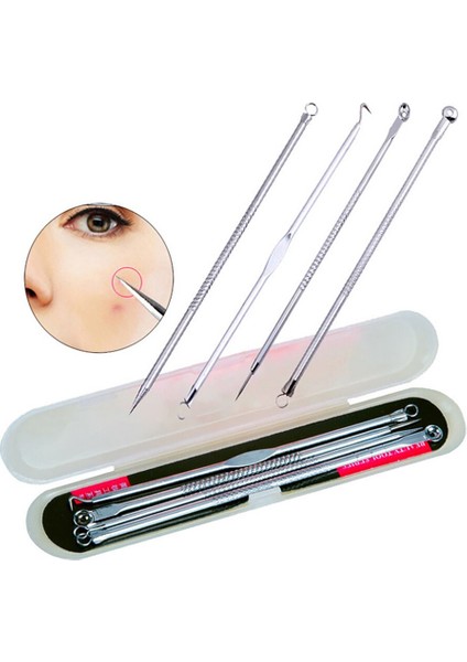 4 Adet Siyah Nokta Komedon Akne Sivilce Belmish Extractor Vakumlu Siyah Nokta Remover Aracı Kaşık Yüz Cilt Bakımı Temizleyici Aracı (Yurt Dışından)