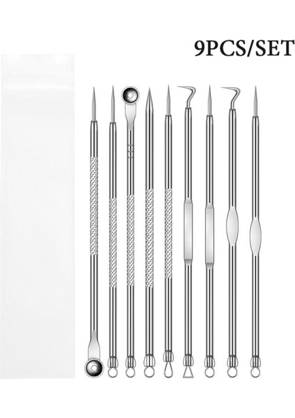9 Adet Paslanmaz Akne Iğnesi Siyah Nokta ve Sivilce Sökücü Yüz Bakımı Komedon Çıkarıcı Kafa Sökücü Aracı Setleri Nokta Temiz SIYAH9PCS Opp（9pcs Opp） (Yurt Dışından)