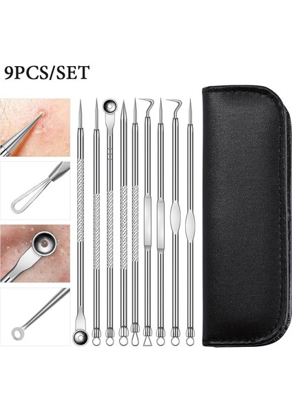 9 Adet Paslanmaz Akne Iğnesi Siyah Nokta ve Sivilce Sökücü Yüz Bakımı Komedon Çıkarıcı Kafa Sökücü Aracı Setleri Nokta Temiz SIYAH9PCS Opp（9pcs Opp） (Yurt Dışından) fiyatları