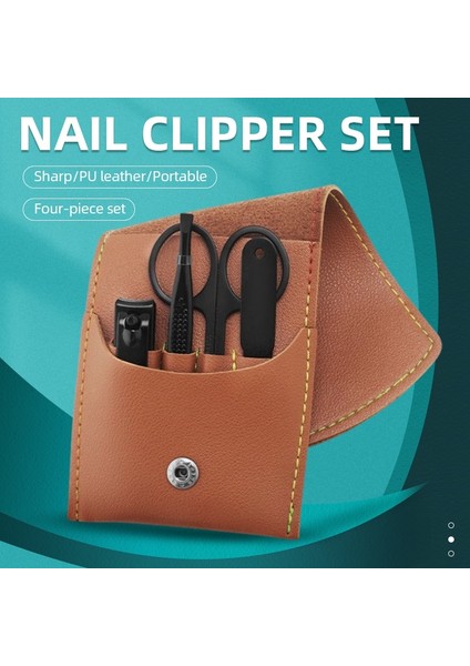 4 Adet Tırnak Makası Takım Elbise Tırnak Makası Tırnak Makası Katlama Çantası-Güzellik Manikür Tırnak Dosya Aracı (Yurt Dışından)