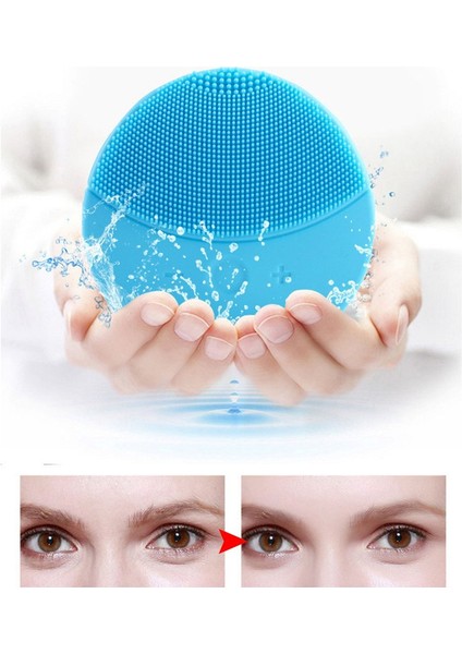 Yüz Temizleme Fırçası USB Şarjlı Suya Dayanıklı Silikon Temizleme Fırçası Mavi (Yurt Dışından) indirimleri