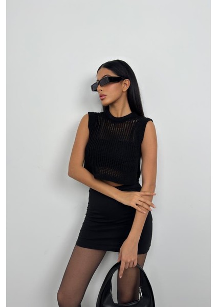 Ajurlu Crop Süveter