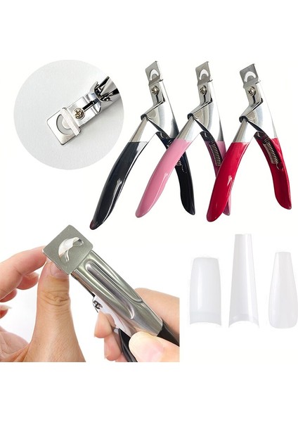 Profesyonel Tırnak Sanat Makası U Kelime Fransız Yanlış Ipuçları Kenar Tırnak Kesici Pembe Manikür Paslanmaz Çelik Kafa Tırnak Sanat Araçları (Yurt Dışından)