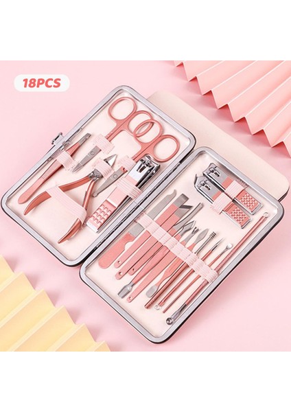 18 Adet/takım Tırnak Makası Manikür Pedikür Seti Taşınabilir Makas Kutusu ile Paslanmaz Çelik Tırnak Kesici Alet Kiti Tırnak Takım Elbise (Yurt Dışından)