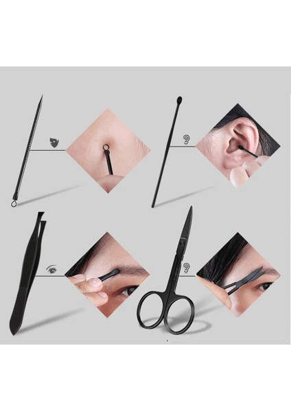 Siyah Tırnak Makası 7 Parçalı Set Güzellik Manikür Paslanmaz Çelik Aletler Manikür Pedikür Makas Tırnak Makası Tam Paket (Yurt Dışından) fiyatları