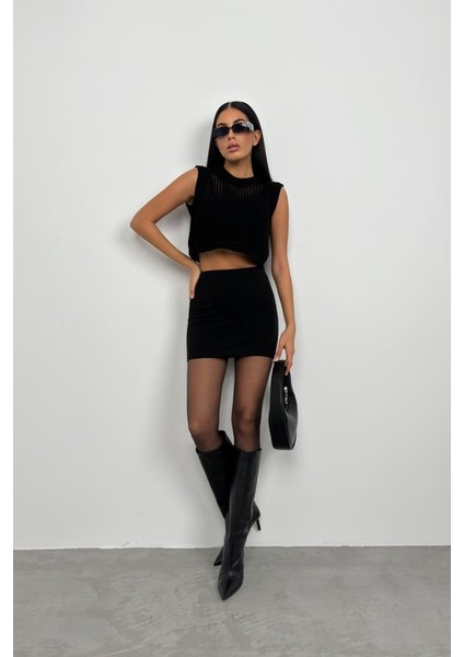 Ajurlu Crop Süveter