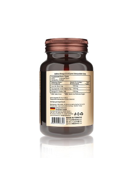 Omega 3-6-9 Softgel Fish Oil 1300 mg + Flax Seed Oil 1300 mg + Borage Oil 1300 mg 50 Softgel fiyatları