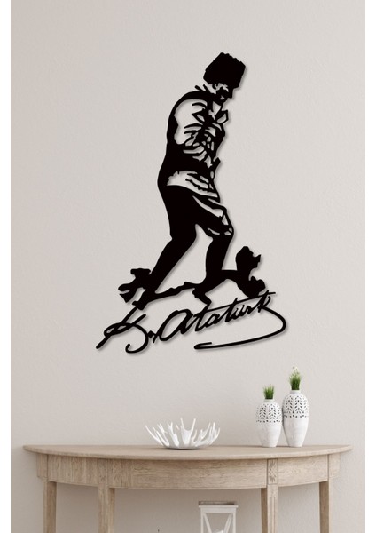 Atatürk Kocatepe'de Imzalı Dekoratif Siyah Metal Duvar Tablosu 1,5 mm Kalınlık modelleri