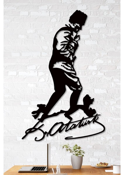 Atatürk Kocatepe'de Imzalı Dekoratif Siyah Metal Duvar Tablosu 1,5 mm Kalınlık fırsatları