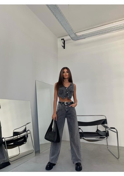 Denim Cepli Yelek
