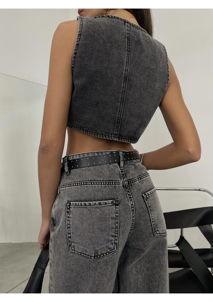 Denim Cepli Yelek
