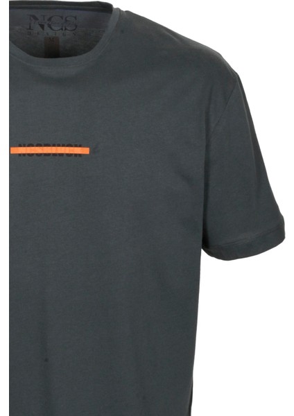 Erkek Oversize Tişört Antrasit Sırt Baskılı Bisiklet Yaka Pamuk Slim Fit Baskılı T-Shirt Ncs Jeans 1190 modelleri