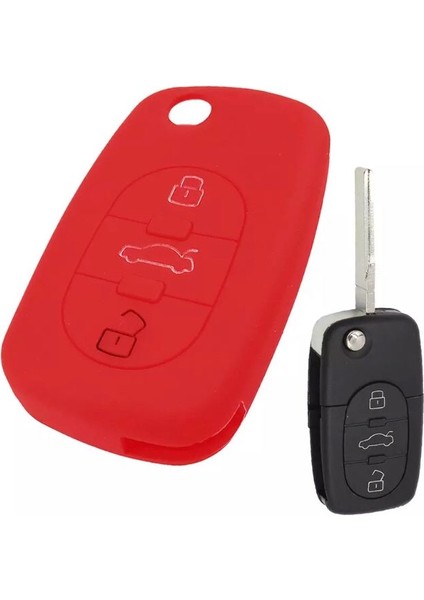 Audi A2 A3 A4 A6 A8 Silikon Anahtar Koruma Kılıfı 3 Tuşlu